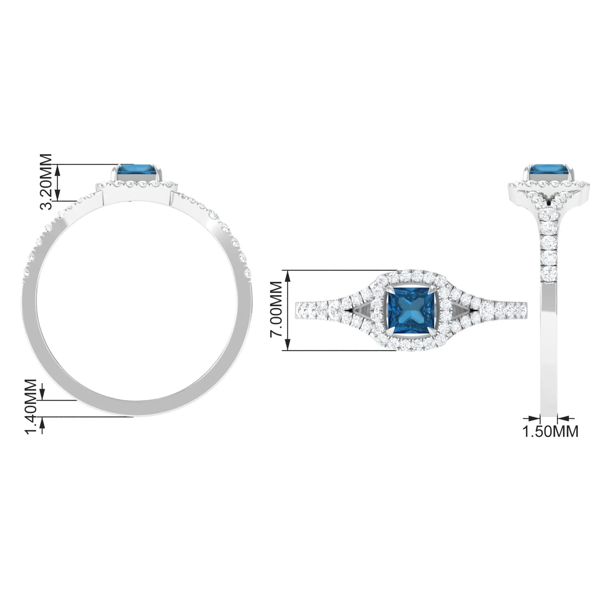 1 CT Designer London Blue Topaz and Diamond Accent Engagement Ring