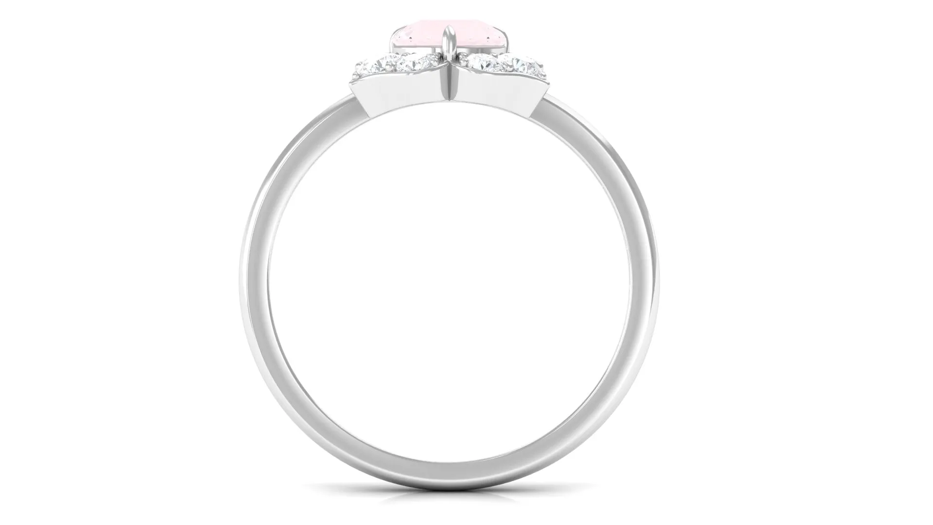 1 CT Rose Quartz Floral Engagement Ring with Diamond Accent