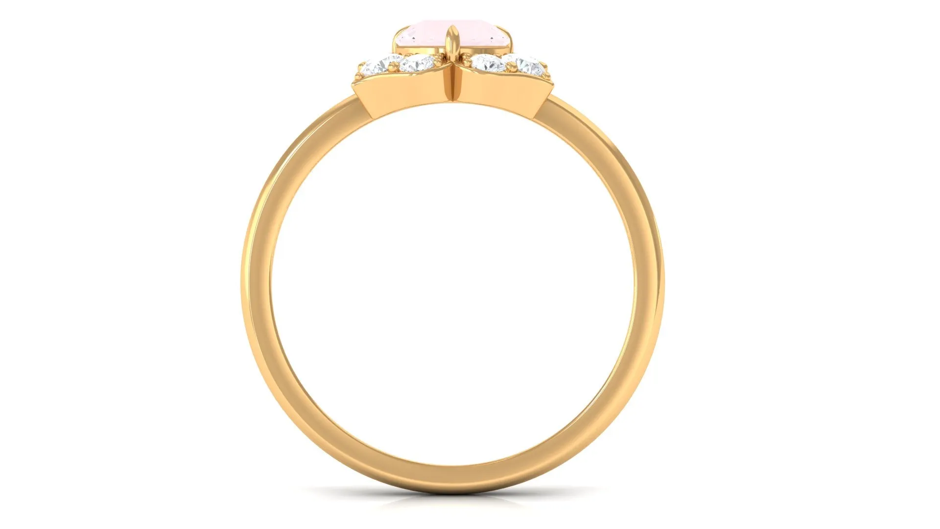 1 CT Rose Quartz Floral Engagement Ring with Diamond Accent