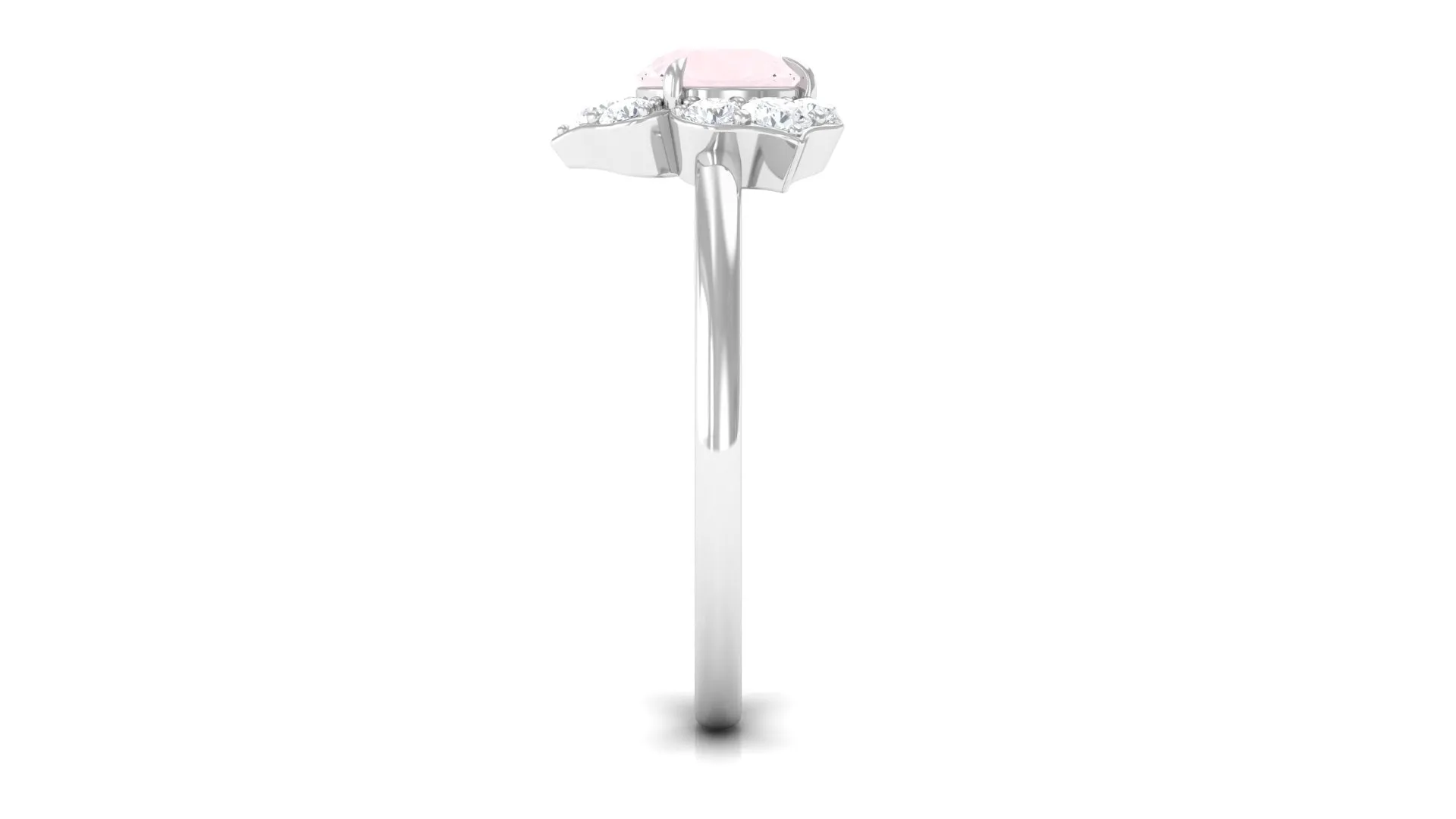1 CT Rose Quartz Floral Engagement Ring with Diamond Accent