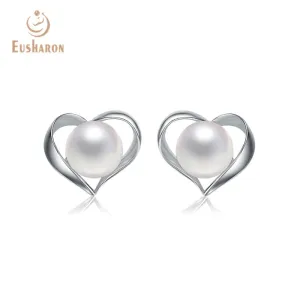 10 Pairs Sterling Silver Heart Freshwater Pearl Stud Earrings