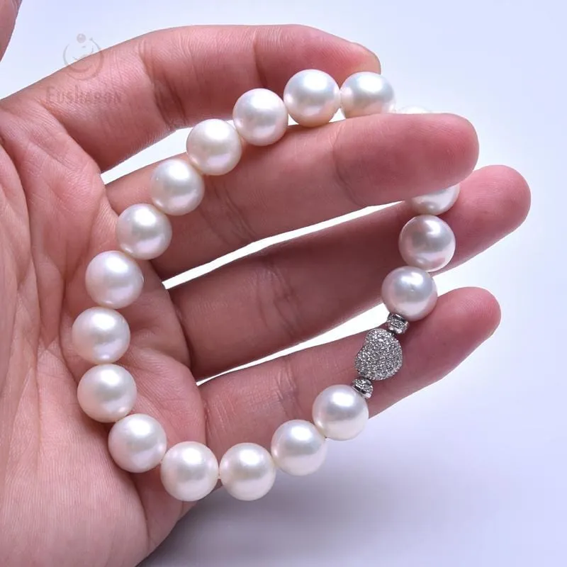 11-11.5mm Excellent Luster White Round Edison Pearl Bracelet
