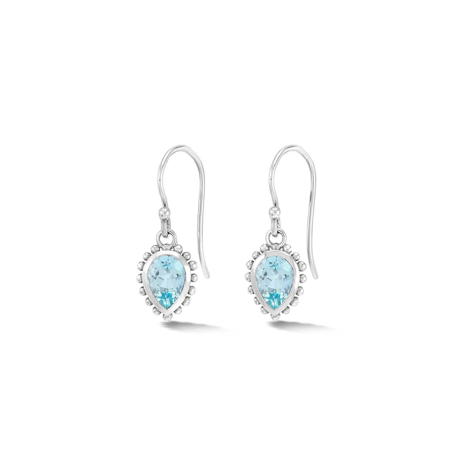 14k Gold Anemone Small Teardrop Earrings with Blue Topaz