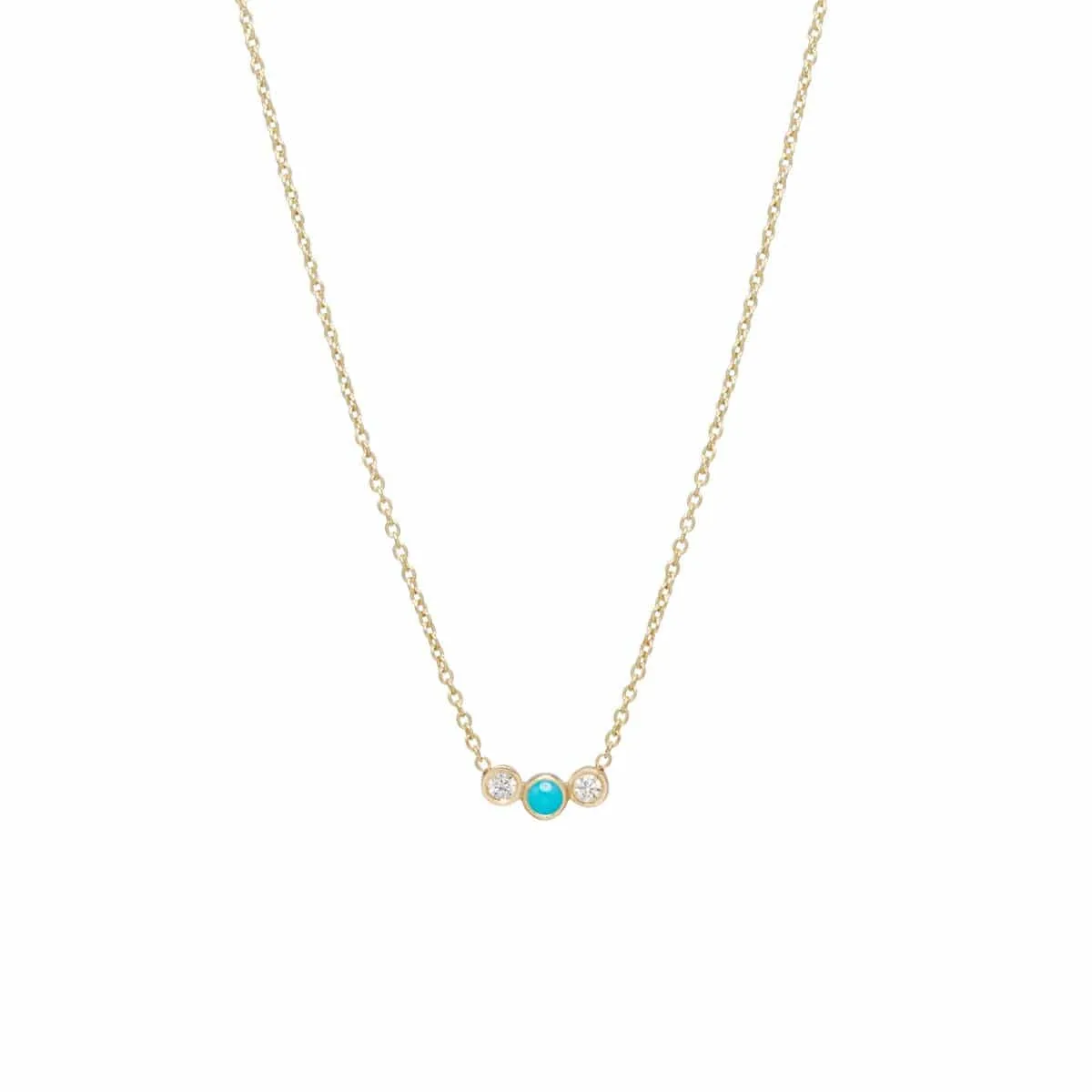 14k Gold Graduated Turquoise & Diamond Necklace