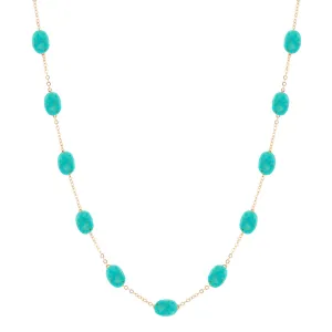 14k Turquoise Nugget Station Necklace