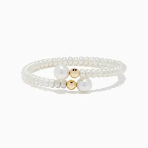 14K Yellow Gold Cultured Fresh Water Pearl Wrap Bracelet