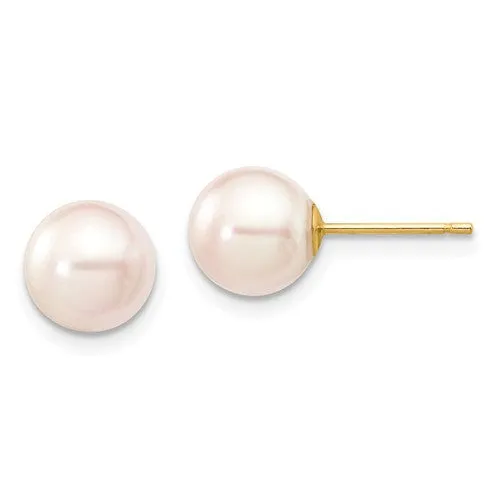 14K YELLOW GOLD SALTWATER AKOYA CULTURED PEARL STUDS