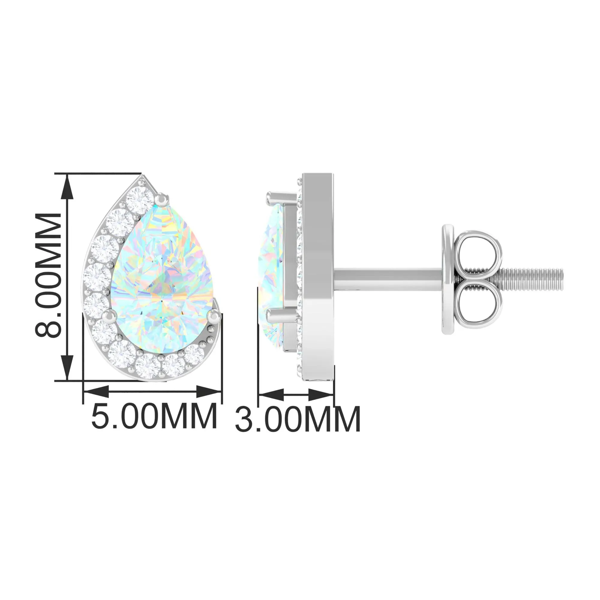 1.5 CT Ethiopian Opal Teardrop Stud Earrings with Diamond
