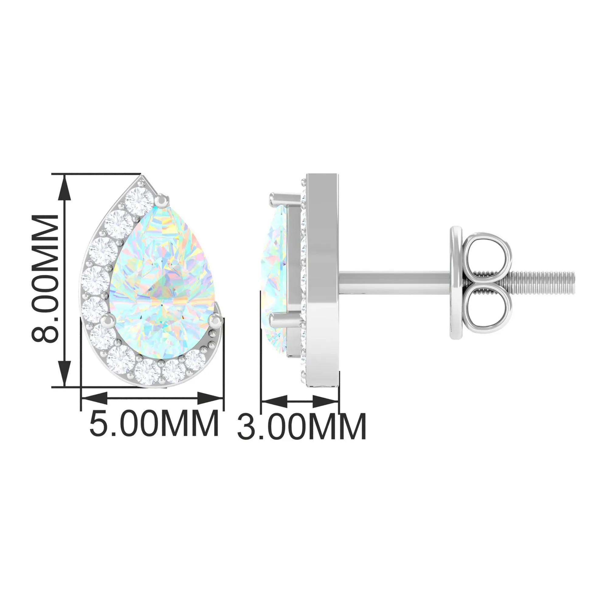 1.5 CT Ethiopian Opal Teardrop Stud Earrings with Diamond