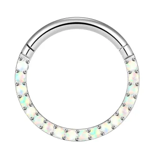 16G Opal Gem Daith Helix Earrings Cartilage Hinged Septum Ring