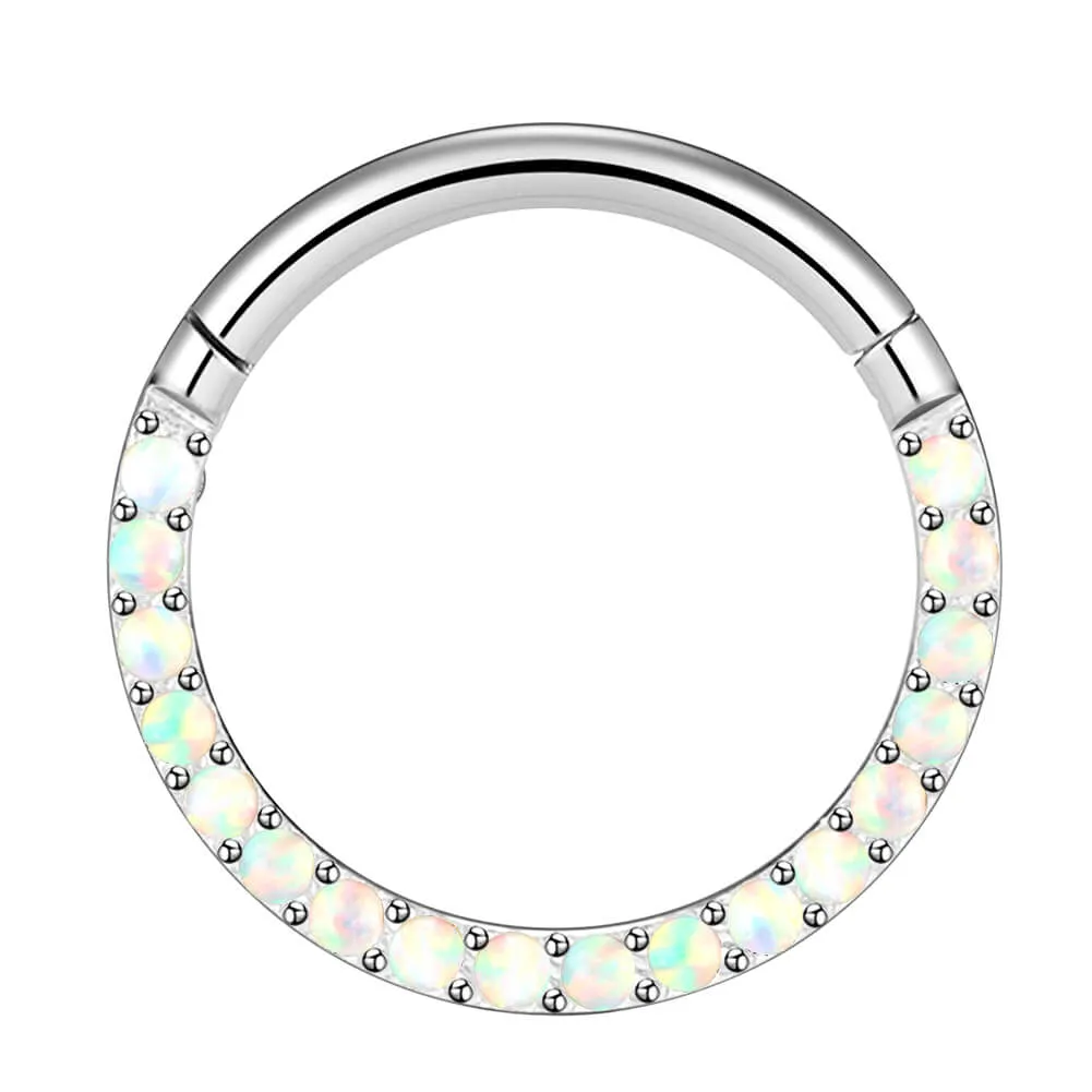 16G Opal Gem Daith Helix Earrings Cartilage Hinged Septum Ring