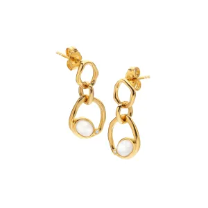 18ct Gold HDXGEM Offset Mother of Pearl Earrings DE814