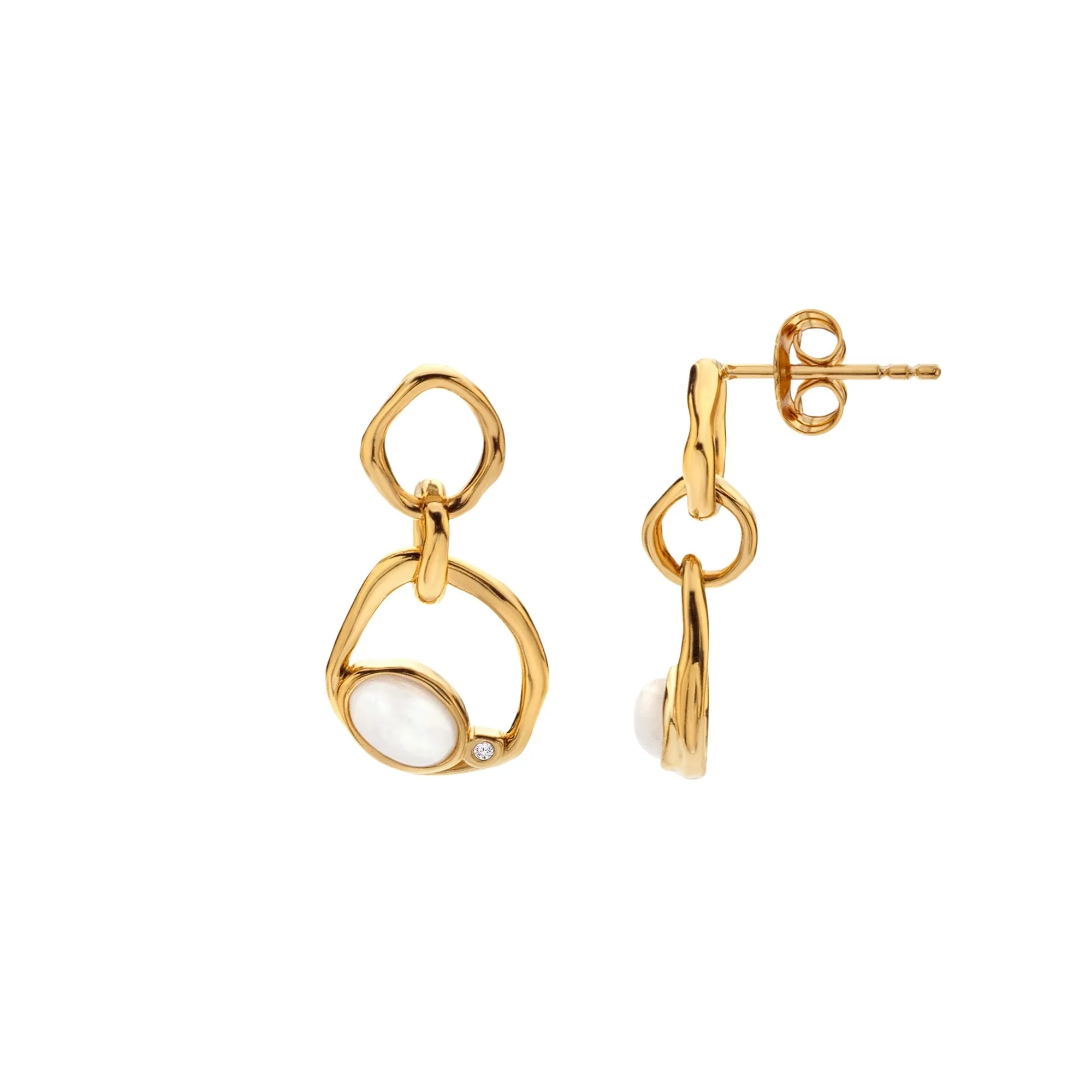 18ct Gold HDXGEM Offset Mother of Pearl Earrings DE814