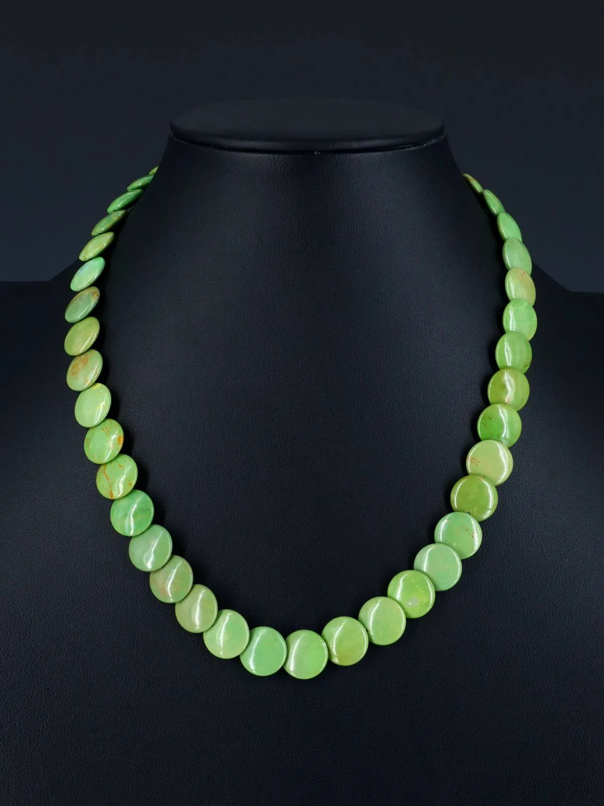 18" Single Strand Turquoise Disc Necklace
