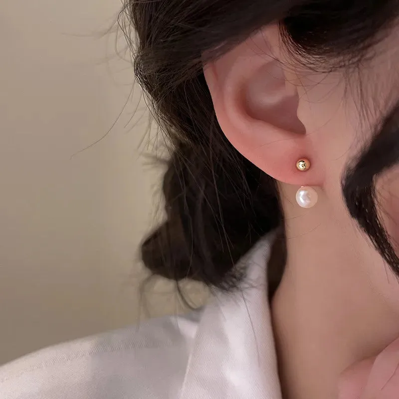 2022 Korean New Simple Temperament Circle Pearl Earrings Fashion Small Versatile Earrings Women's Jewelry