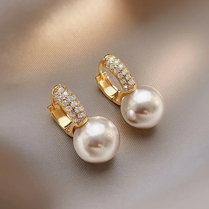 2022 Korean New Simple Temperament Circle Pearl Earrings Fashion Small Versatile Earrings Women's Jewelry