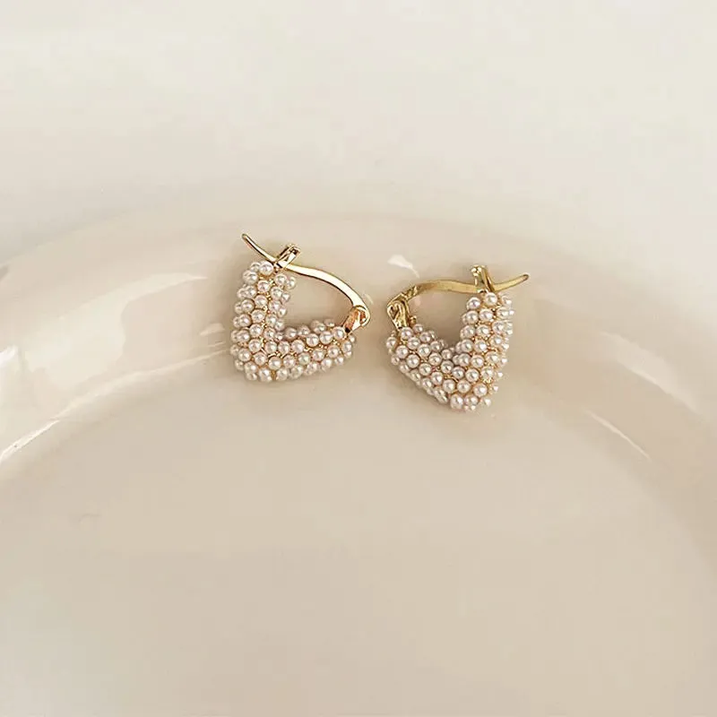 2022 Korean New Simple Temperament Circle Pearl Earrings Fashion Small Versatile Earrings Women's Jewelry