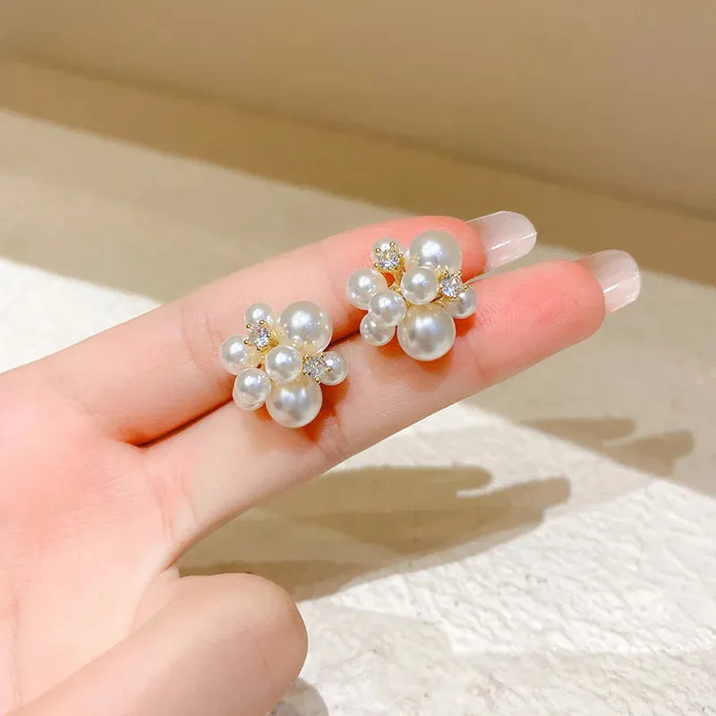 2022 Korean New Simple Temperament Circle Pearl Earrings Fashion Small Versatile Earrings Women's Jewelry
