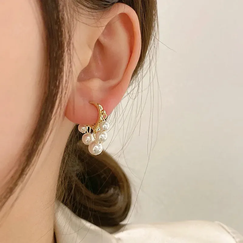 2022 Korean New Simple Temperament Circle Pearl Earrings Fashion Small Versatile Earrings Women's Jewelry