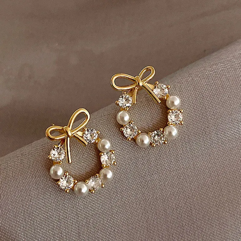 2022 Korean New Simple Temperament Circle Pearl Earrings Fashion Small Versatile Earrings Women's Jewelry