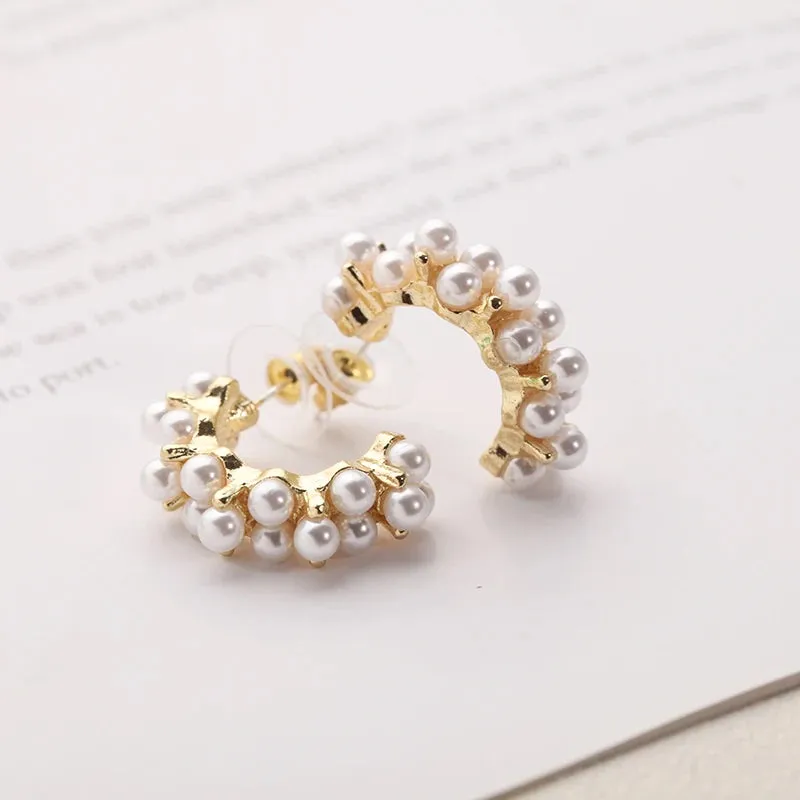2022 Korean New Simple Temperament Circle Pearl Earrings Fashion Small Versatile Earrings Women's Jewelry