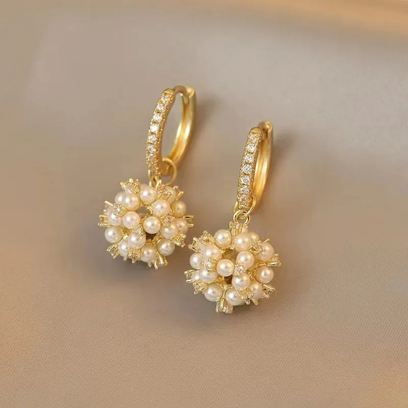 2022 Korean New Simple Temperament Circle Pearl Earrings Fashion Small Versatile Earrings Women's Jewelry