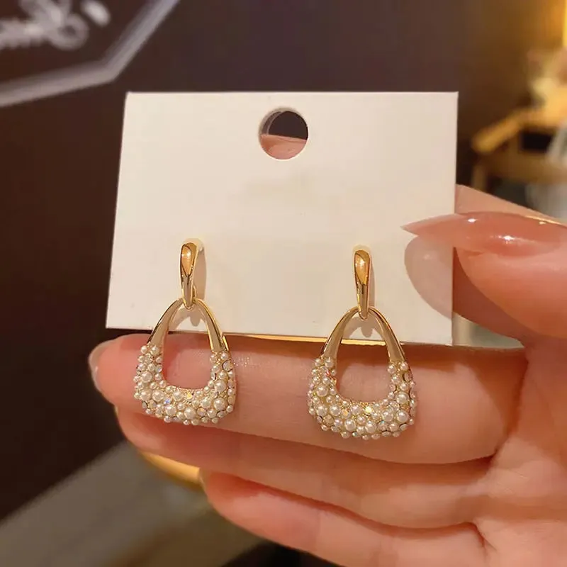 2022 Korean New Simple Temperament Circle Pearl Earrings Fashion Small Versatile Earrings Women's Jewelry