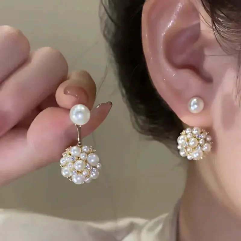 2022 Korean New Simple Temperament Circle Pearl Earrings Fashion Small Versatile Earrings Women's Jewelry