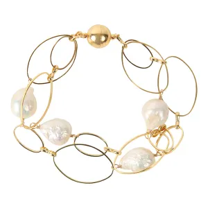 206-01-G | DELICATE LOOP GOLD CHAIN BRACELET W/ PEARLS