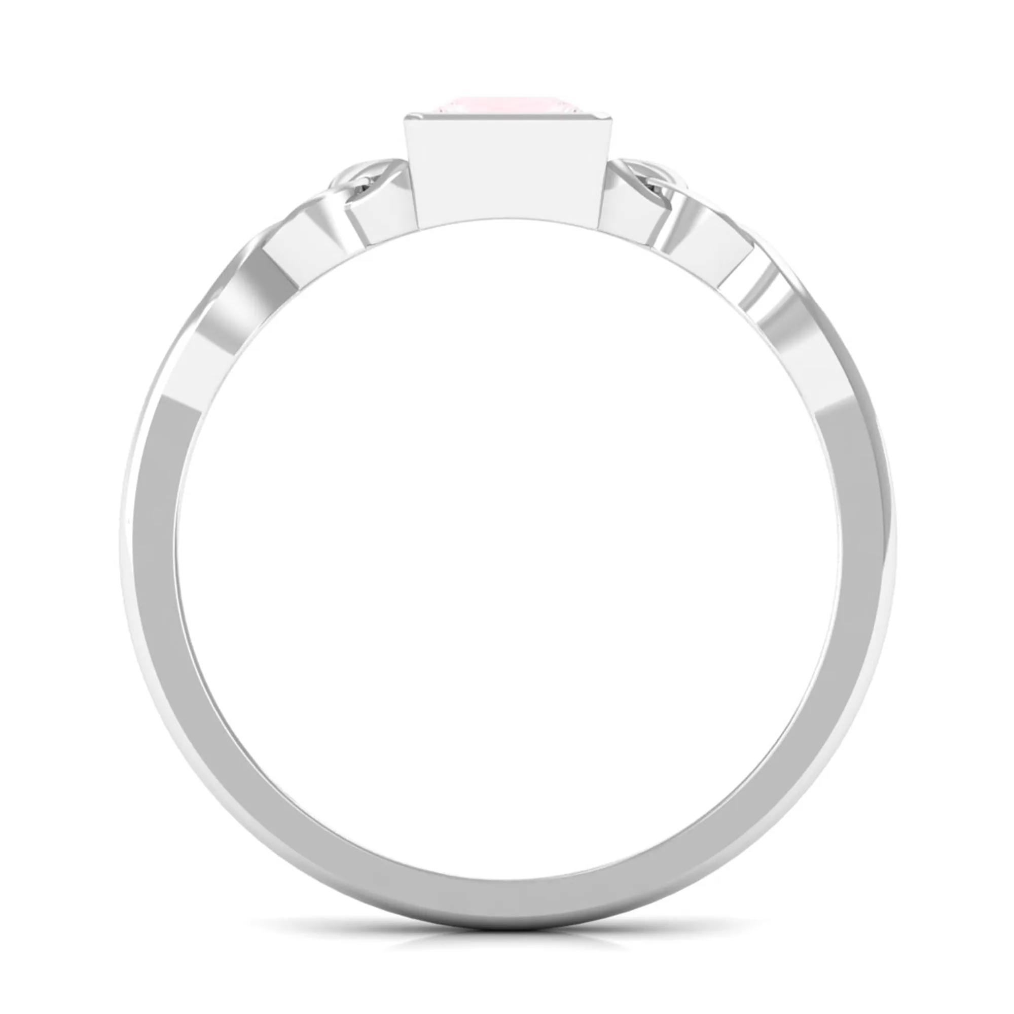 5 MM Princess Cut Rose Quartz Solitaire Celtic Ring in Bezel Setting
