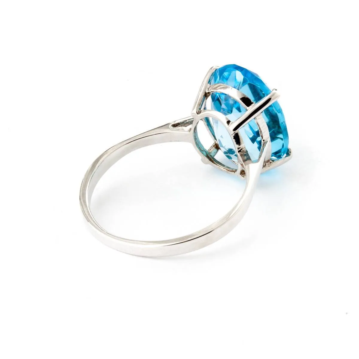8 Carat 14K Solid White Gold Ring Natural Oval Blue Topaz