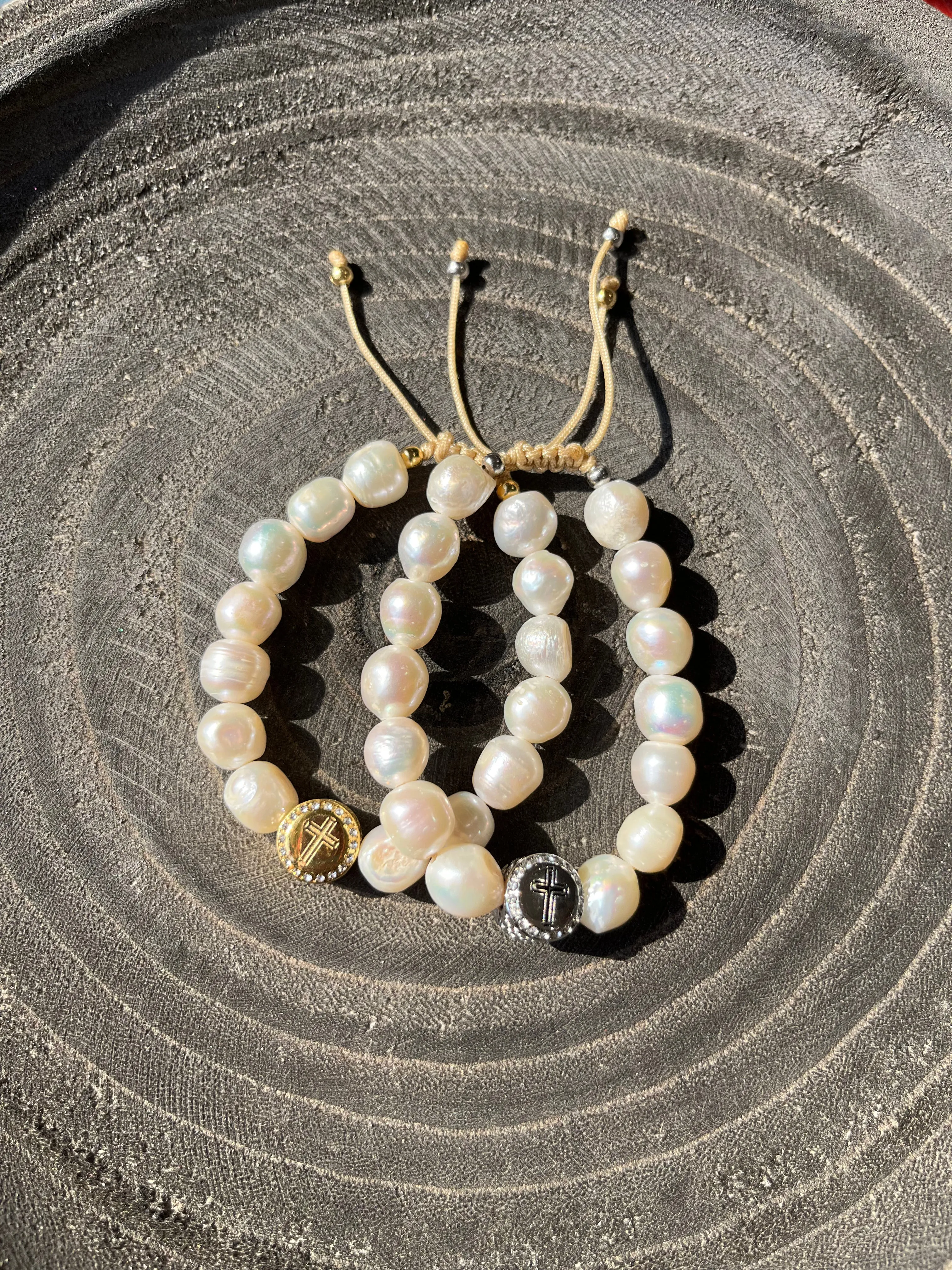 Adjustable Freshwater Pearl Cross Hill Bracelet