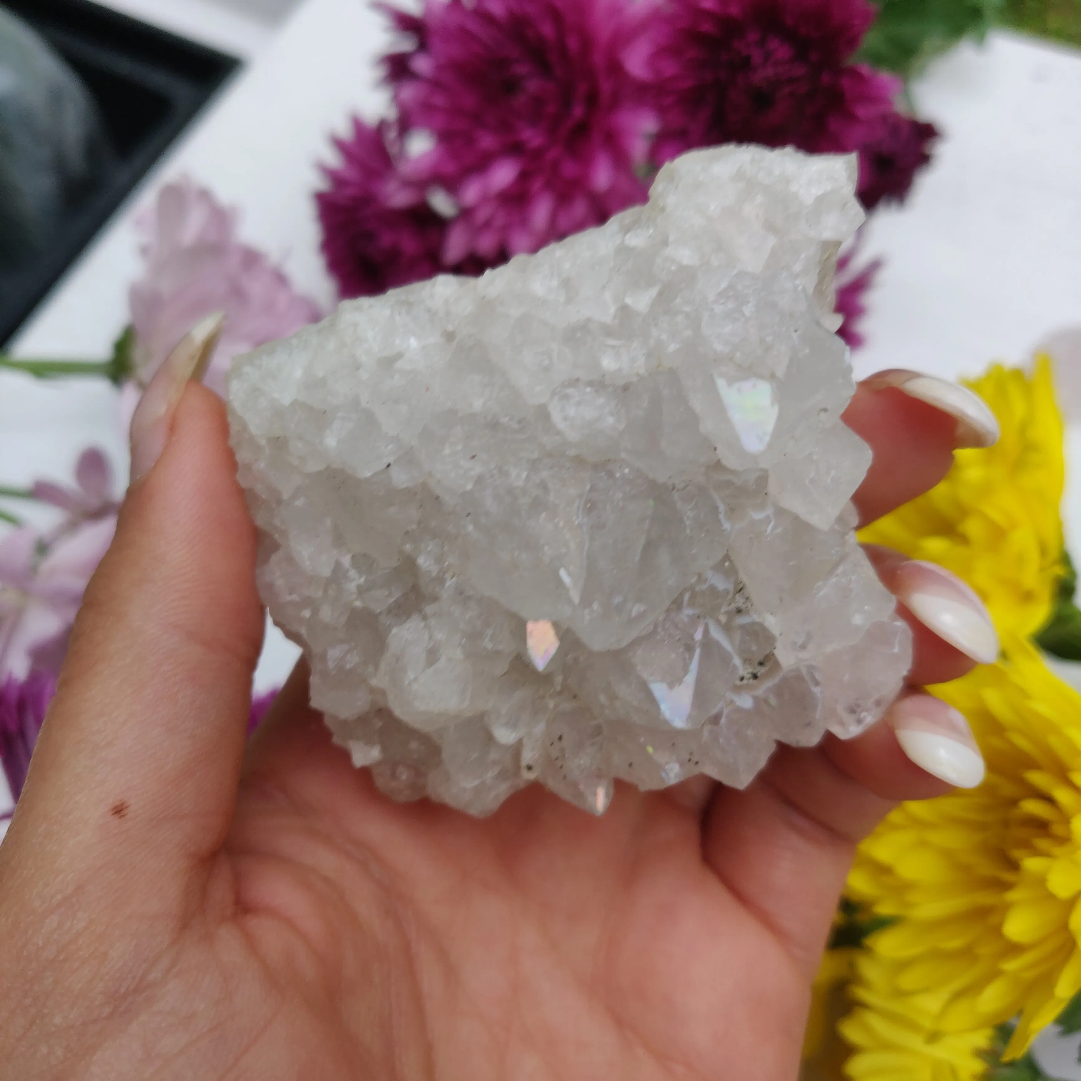 Anandalite Cluster, Natural Aurora Quartz Cluster (#3)