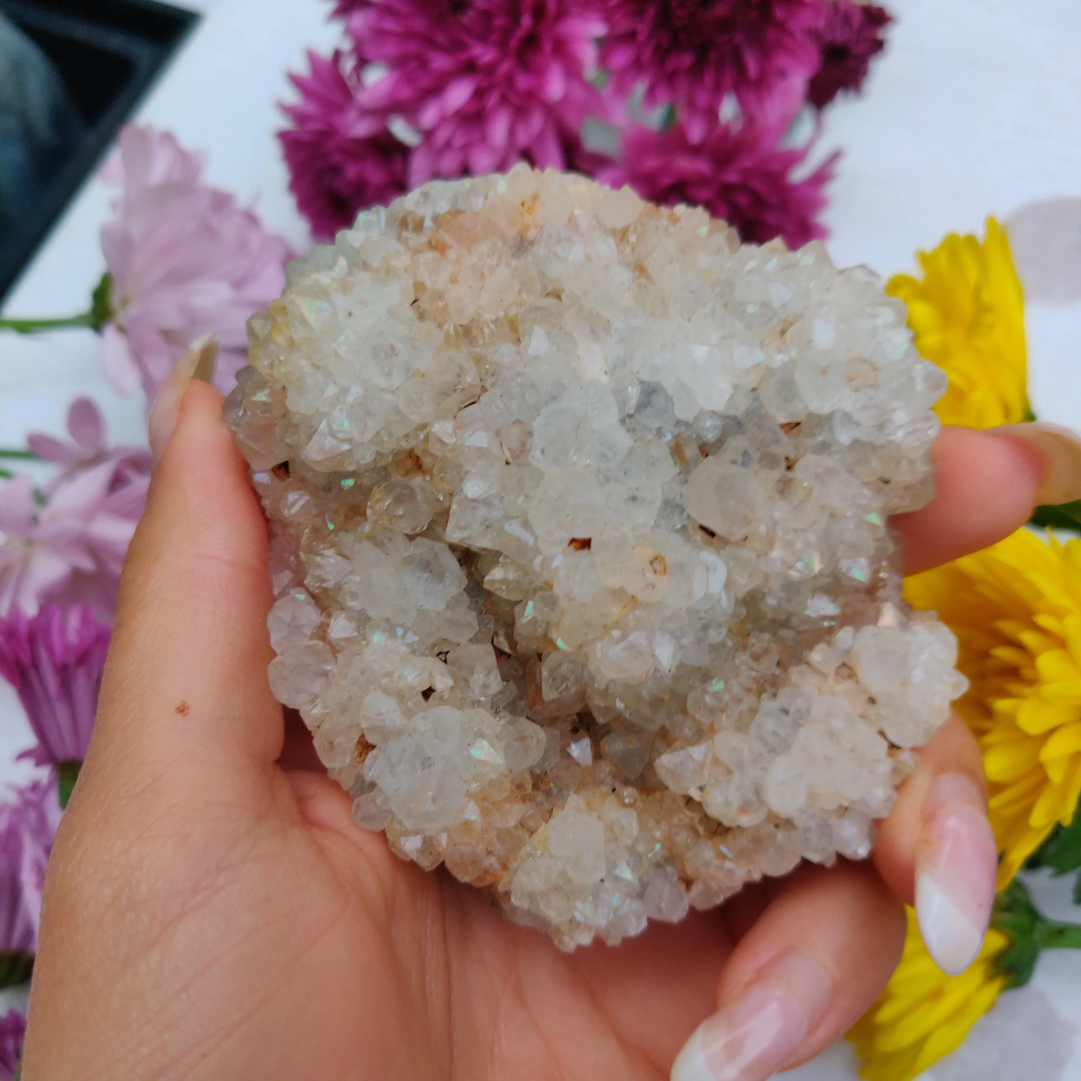 Anandalite Cluster, Natural Aurora Quartz Cluster (#6)