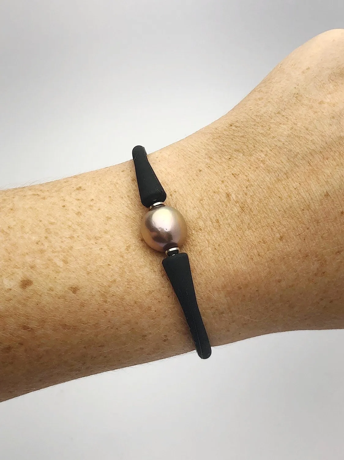 ASSEMBLY ONLY. Stretchy Silicone Bracelet or Necklace with Pearl Setting. No Pearl Included.