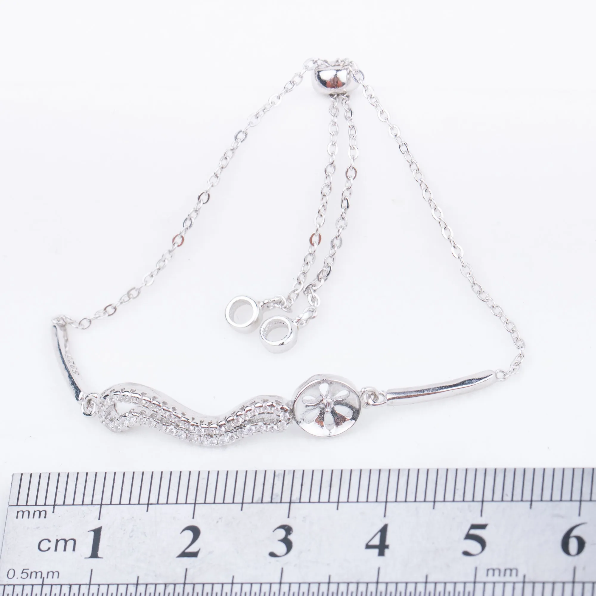 b010178  DIY 7-8mm Natural Freshwater pearl bracelet accessory 925 sterling silver adjustable chain bracelet for women
