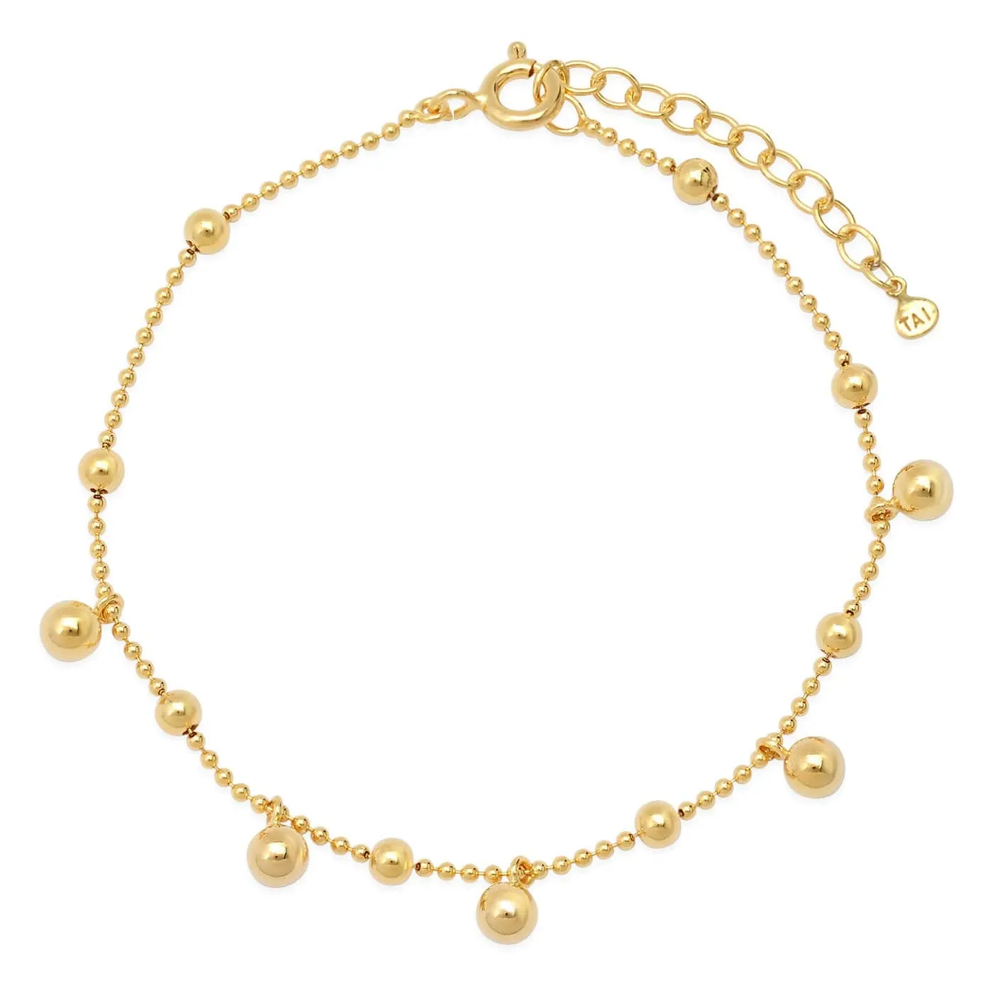 Ball Chain Bracelet with Gold Ball Charms