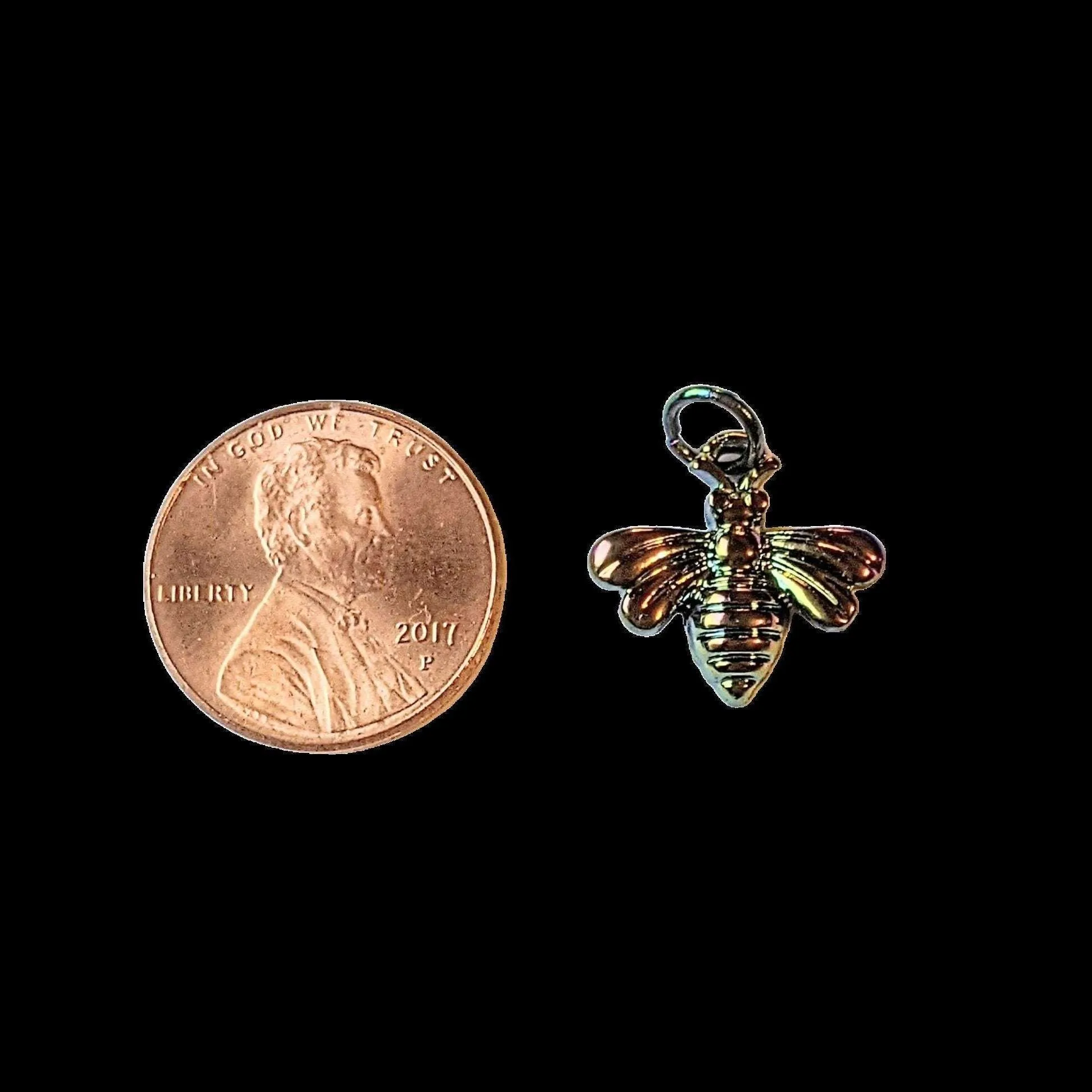 Black Electroplated Bee Charm