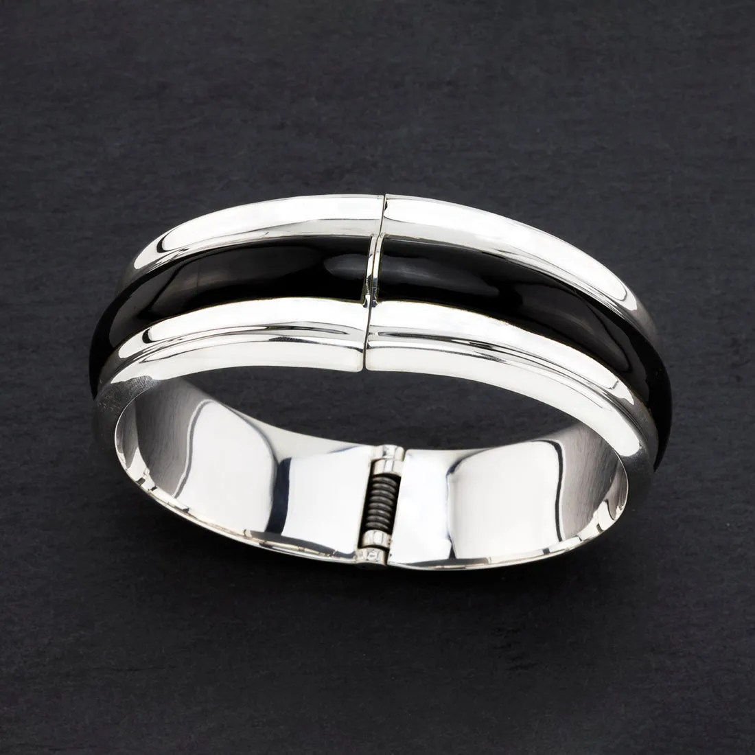 Black Onyx Hinged Bangle