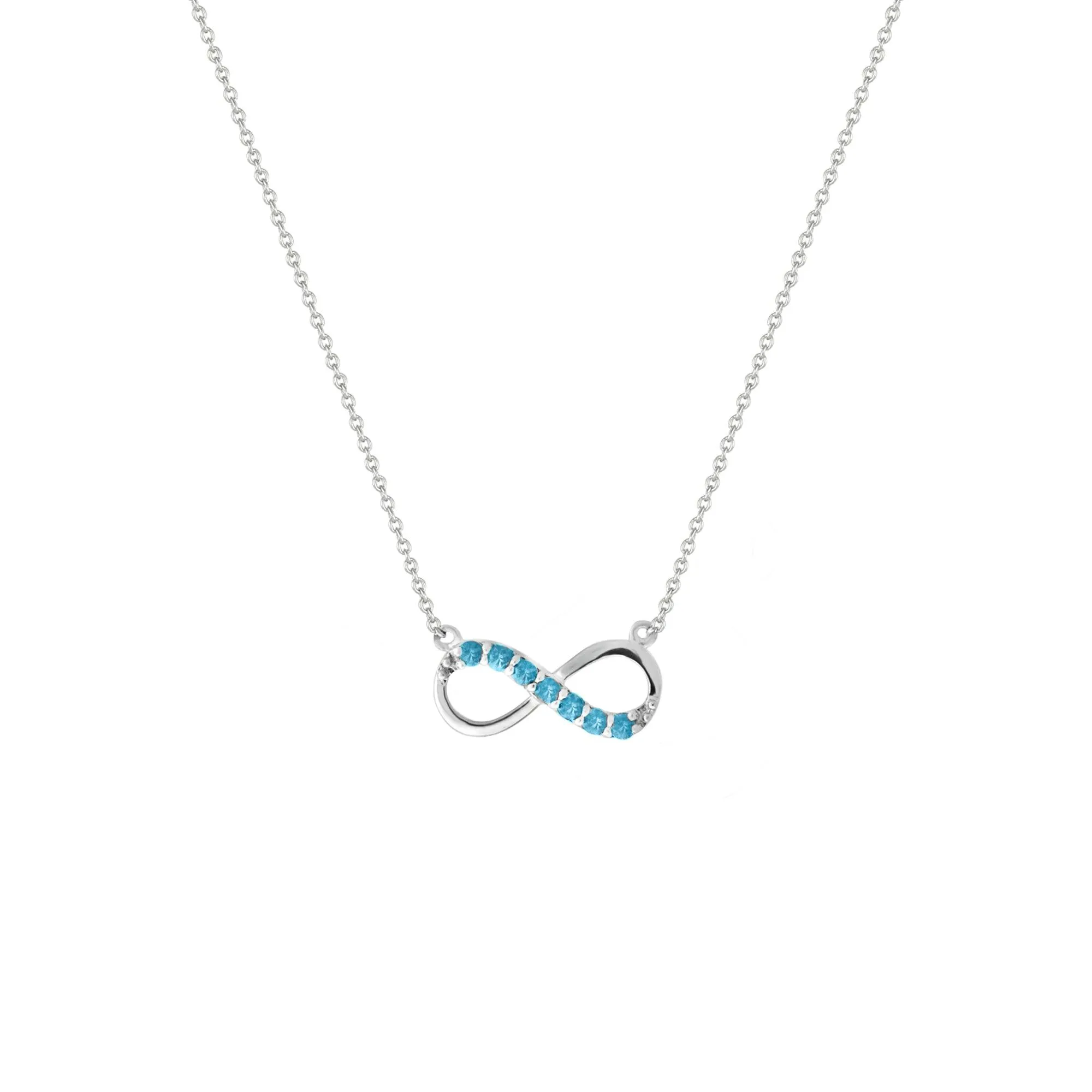 Blue Topaz Infinity Necklace in Silver