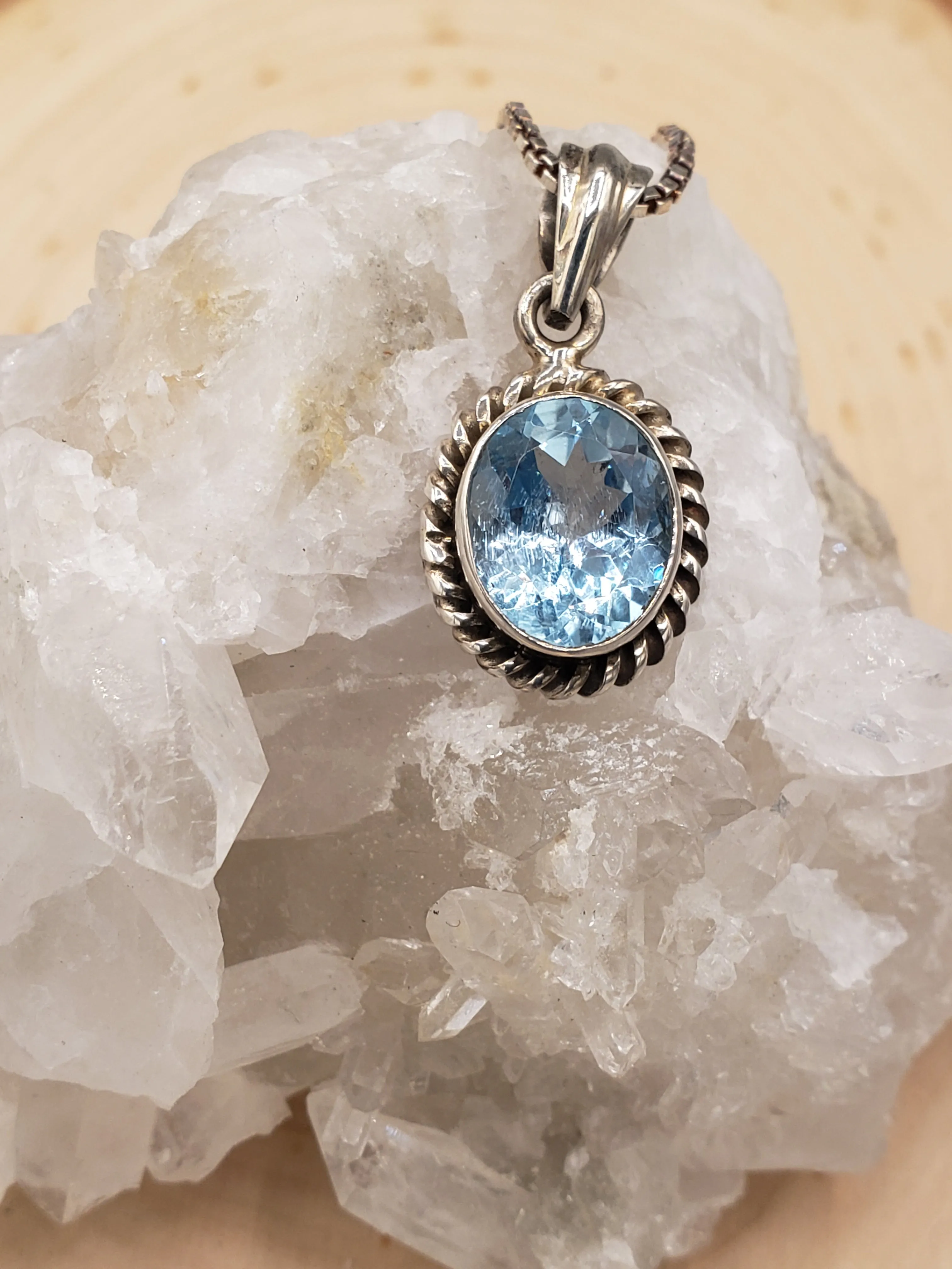 BLUE TOPAZ NECKLACE & EARRINGS