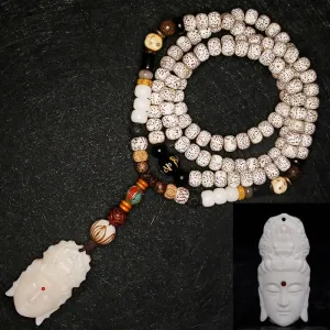 Buddha Stones 108 Mala Beads Bodhi Seed Yak Bone Avalokitesvara Lucky Pixiu Guan Gong Buddha Demon Peace Tassel Bracelet