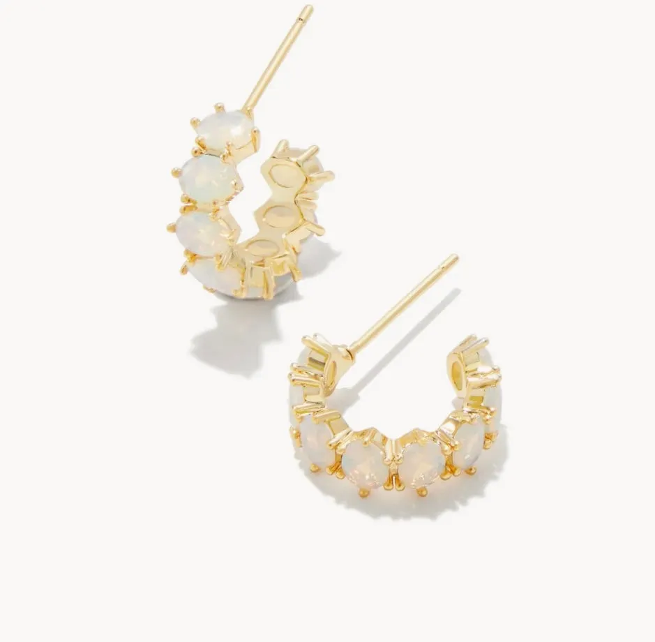 Cailin Gold Crystal Huggie Earrings in Champagne Opal Crystal