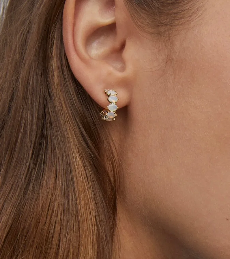 Cailin Gold Crystal Huggie Earrings in Champagne Opal Crystal
