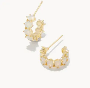 Cailin Gold Crystal Huggie Earrings in Champagne Opal Crystal