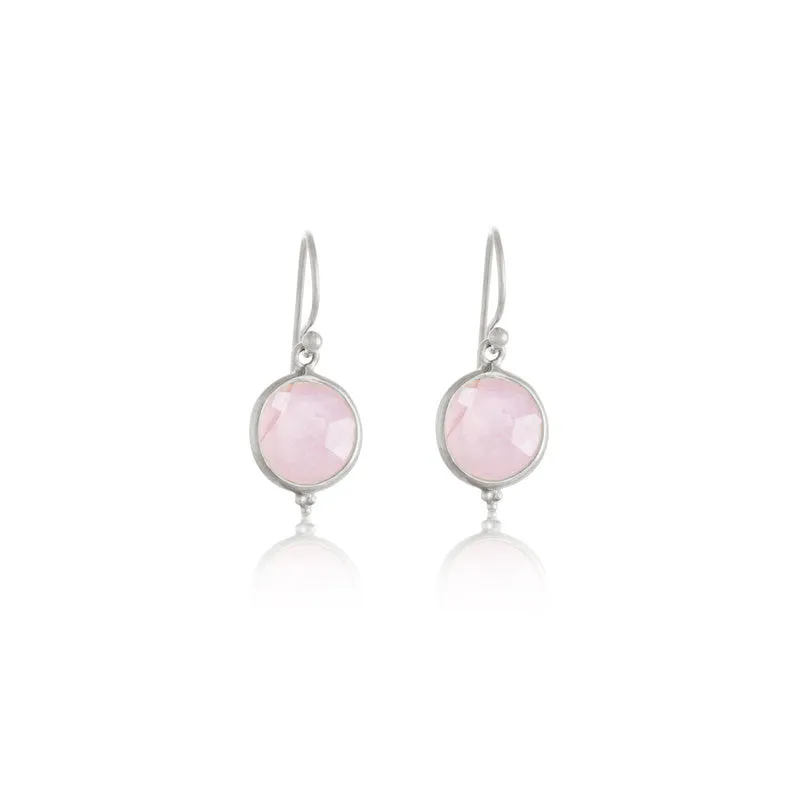 Candy Earring, Rose Quartz, Silver
