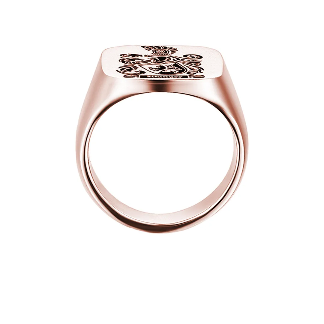 Carved Signet Square Ring Base for Family Crest - Solid Gold