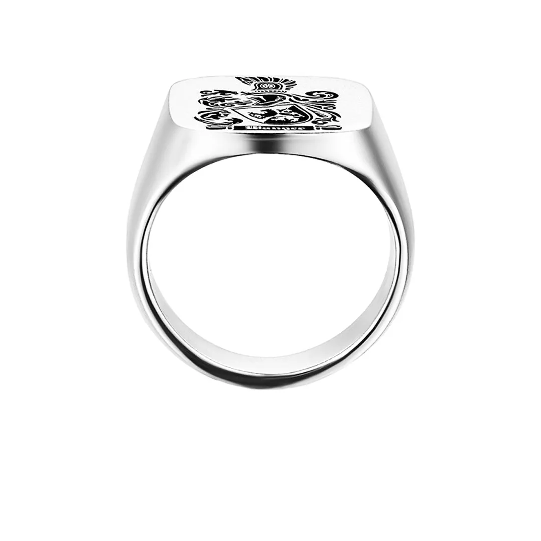 Carved Signet Square Ring Base for Family Crest - Solid Gold