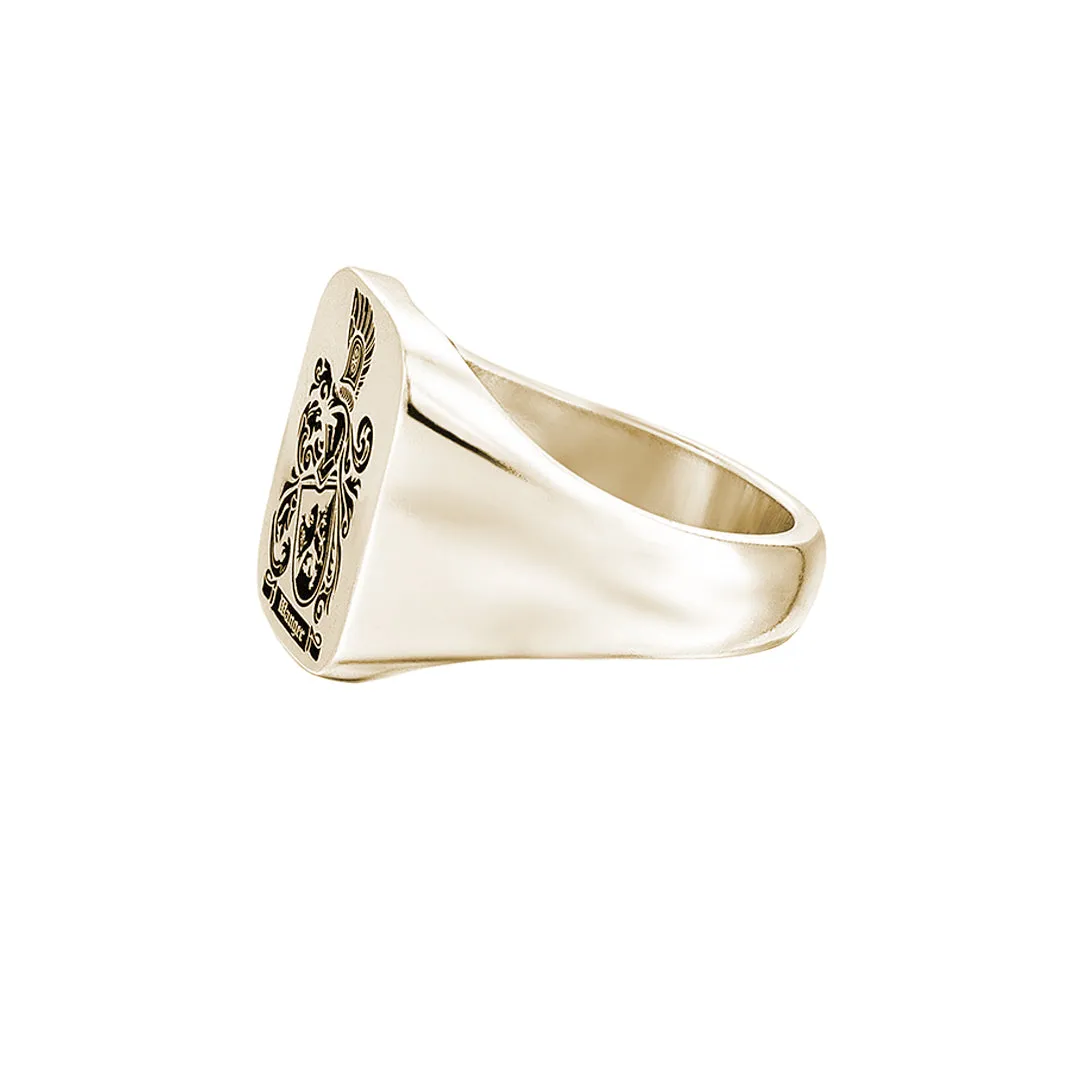 Carved Signet Square Ring Base for Family Crest - Solid Gold