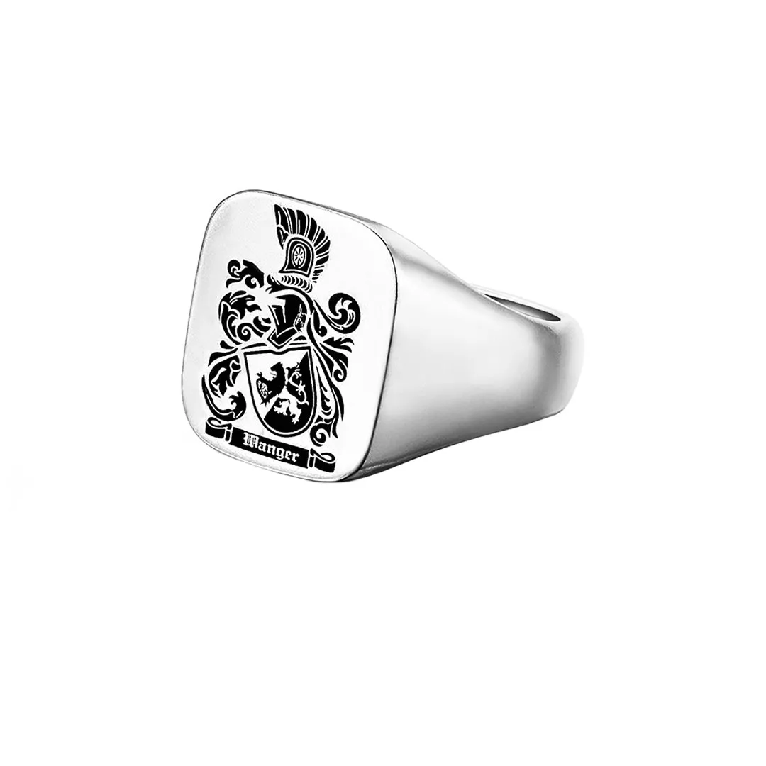 Carved Signet Square Ring Base for Family Crest - Solid Gold